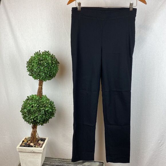 Joseph Ribkoff Black Slit Hem Straight Leg Pants 10 - Picture 2 of 6